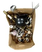 A box containing assorted table lamps.