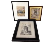 A 19th century watercolour depicting a river together with a further Dutch watercolour depicting a