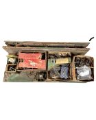 A large quantity of Hornby Tri-ang tin plate track and accessories together with a board lay-out