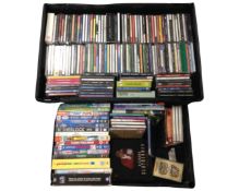 Two crates containing DVDs and CDs including box sets, easy listening etc.