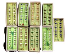 A tray containing nine vintage boxed Subbuteo teams including Celtic, Peru, Aston Villa.