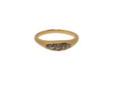 A gold five stone diamond ring, size G CONDITION REPORT: 2.7g. Marked rubbed.