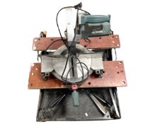 A Parkside chop saw together with a folding tool bench.