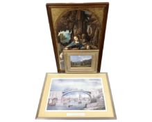 A print of Leonardo da Vinci's The Virgin of the Rocks, framed,