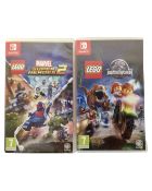 Two Nintendo Switch games, LEGO Jurassic World and LEGO Marvel Superheroes 2.