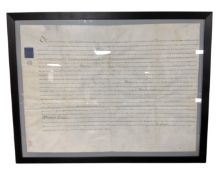 An antique Indenture in frame