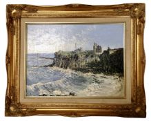 Dallas K Taylor (British 1941-2011), King Edwards Bay, Tynemouth, with priory and pier beyond,