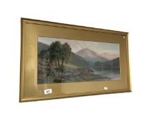 E. W. Hayes : Highland Cattle by a Loch, watercolour, signed, 54cm by 25cm.