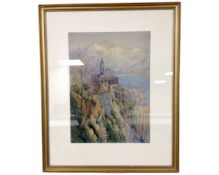A watercolour study of Madonna Del Sasso Locarno, Switzerland, in gilt frame and mount.