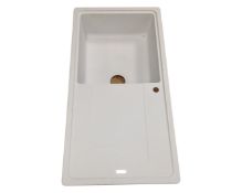 A Franke composite sink with drainer, white, boxed.