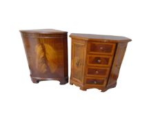 An Italian style double door shaped cabinet fitted with four drawers together with a corner cabinet