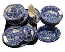 A Midwinter Landscape blue and white dinner service.