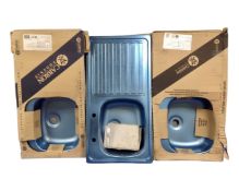 Three Carron Phoenix stainless steel sink inserts.