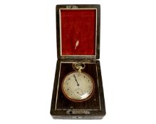 A French Vulcain 18ct gold open faced pocket watch, in wooden watch box.