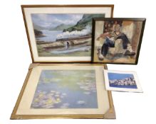 An Eglinton print depicting sea birds on a coast line, unframed,