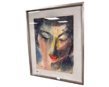 A watercolour drawing of a portrait of a lady, 30cm by 38cm.