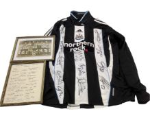 A Newcastle United 2007 signed long sleeve football top together with a Newcastle United 1952/53