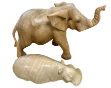 A large wooden elephant figure, height 21 cm,