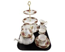 Nine pieces of Royal Albert Old Country Roses tea china.
