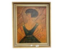 Continental school : Portrait of a lady in green, oil on canvas, 39cm by 49cm.