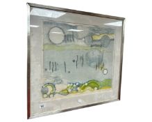 A Continental colour print depicting underwater scene, in frame and mount, indistinctly signed,