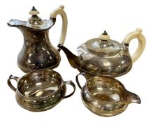 A silver four piece tea service, Henry Atkin, Sheffield 1937, 1738.2g.