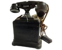 An antique telephone.