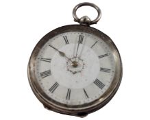A silver cased fob watch.