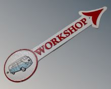 A cast iron VW workshop plaque.