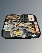 A tray of silver plated cutlery,