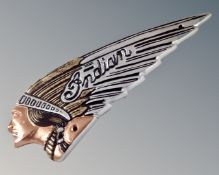 An aluminium Indian Motorcycles wall plaque.