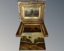 Mal : Figures on a track, oil on canvas,