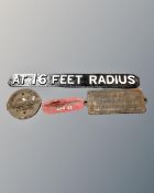 Four vintage cast iron railway plaques.