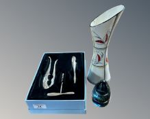 A three piece bar accessory set retailed by Wedgwood, boxed,