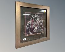 A print after Antoni Sulek : Abstract portrait, 27cm by 27cm.