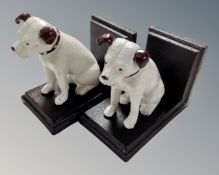 A pair of cast iron novelty Nipper bookends.