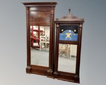 Two 19th century continental mahogany hall mirrors.