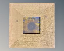 Two crates crates each containing ten Fotolijst 10 cm x 10 cm natural wood photo frames,