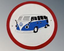 A cast iron VW Camper Van wall plaque.