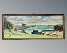 Alan Reid Cook RSMA (1920 - 1974) : A View of Tynemouth and South Shields Lighthouse across the