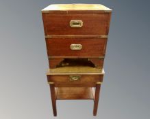 A mahogany ship's style two drawer chest with a leather inset panel together with a further similar