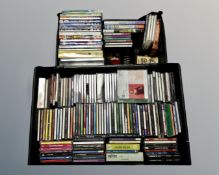 Two crates containing DVDs and CDs including box sets, easy listening etc.