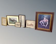 A colour print depicting a Lancaster Bomber, 50cm by 40cm,