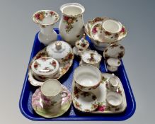A tray of Royal Albert Old Country Roses cabinet china and a Royal Albert American Beauty tea cup