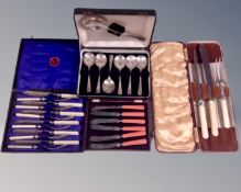 Five cases of cutlery and servers