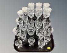 A tray of drinking glasses