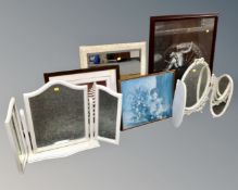 Two white triple dressing table mirrors,