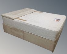 A 5' storage divan with Nicheli's less stress body zone pocket Visco 1800 interior and headboard