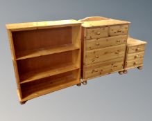 A pine five drawer chest,