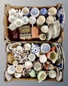 Two boxes of assorted china : tea services, Ringtons caddies, ornaments, Carlton Ware,